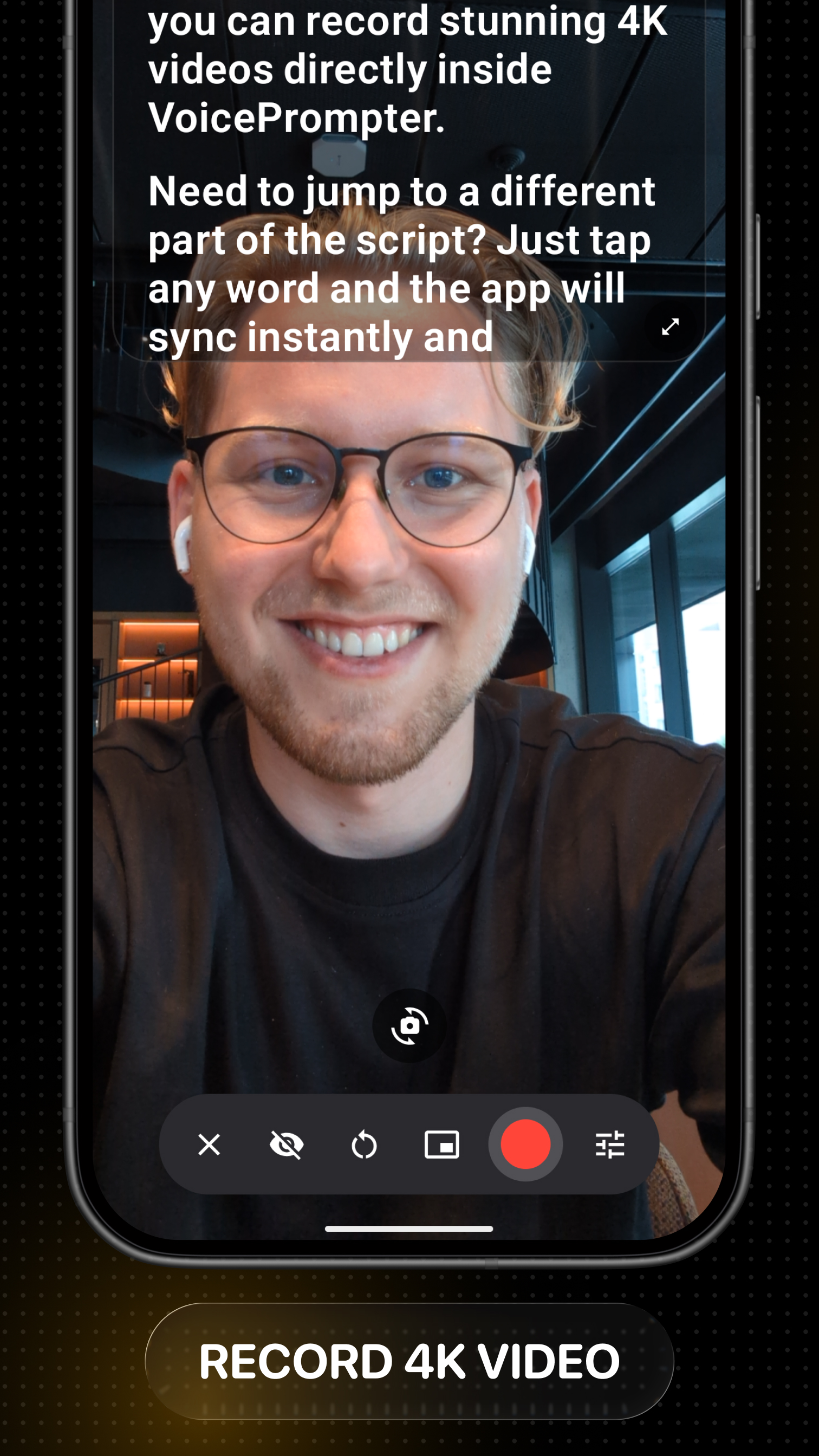 Recording a 4K video inside the VoicePrompter Android app